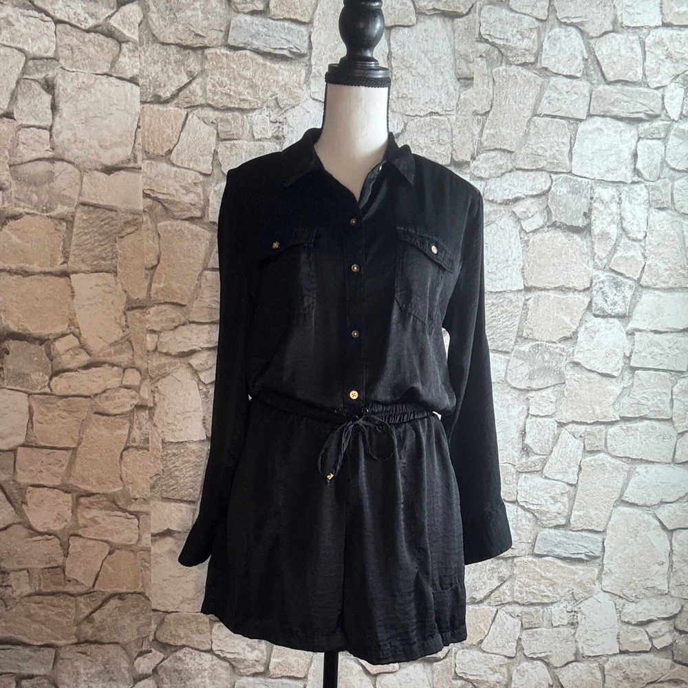 Jennifer Lopez Black Button-Up Romper